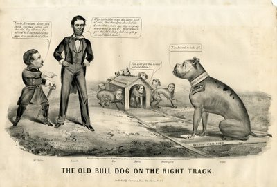 The Bull Dog on the Right Track by N. and Ives, J.M. Currier